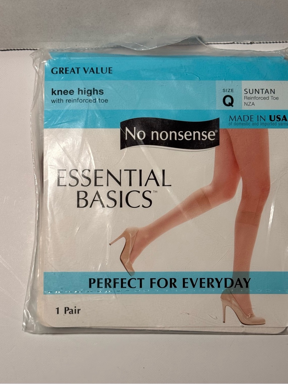 No Nonsense Knee High Pantyhose Essential Basics Size Q Suntan